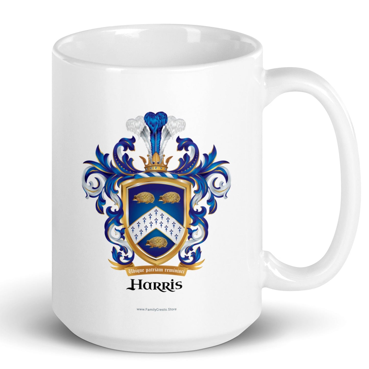 Harris Family Crest on a mug on white background
