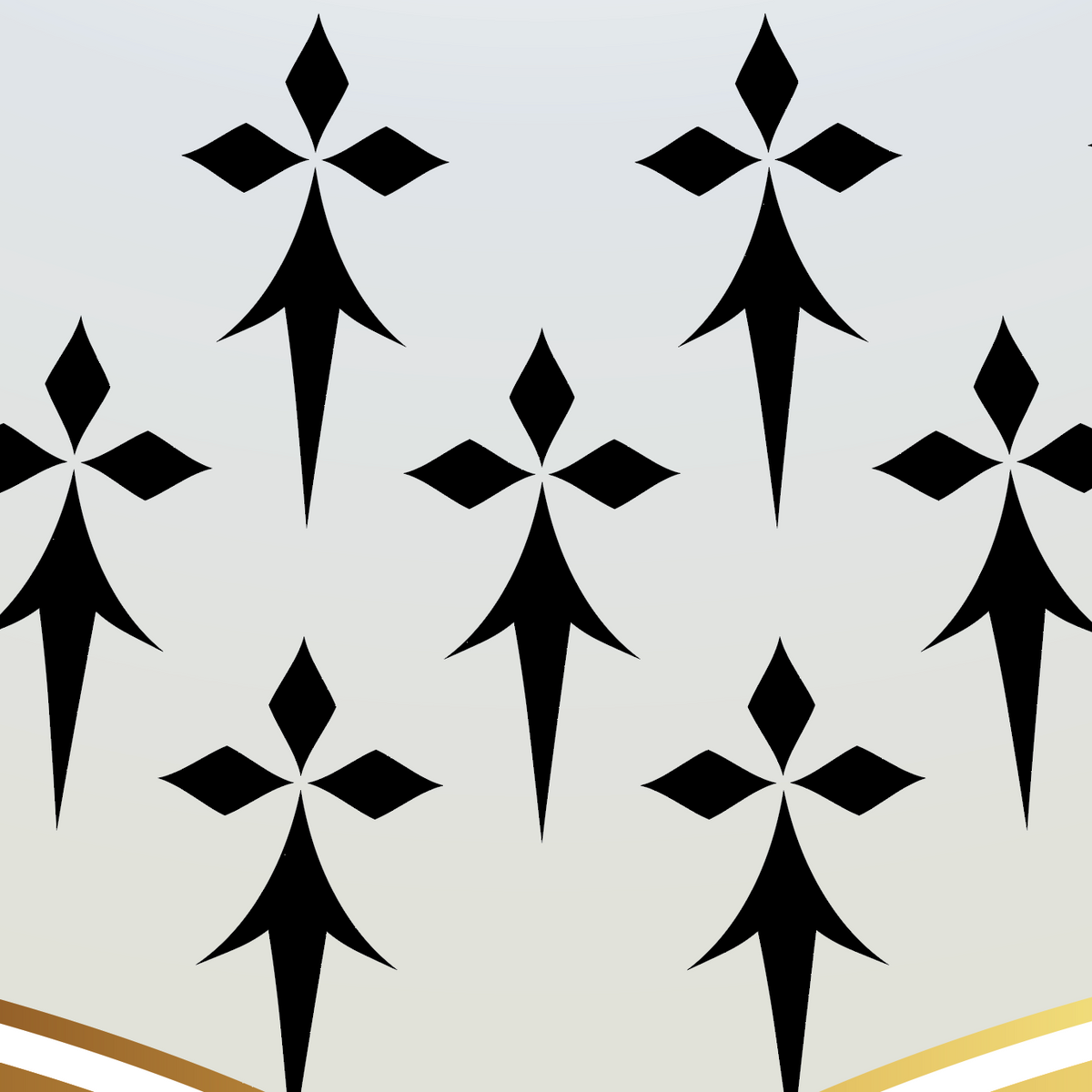 A closeup of the Hill coat of arms featuring repeated black heraldic ermine motifs on a white background.