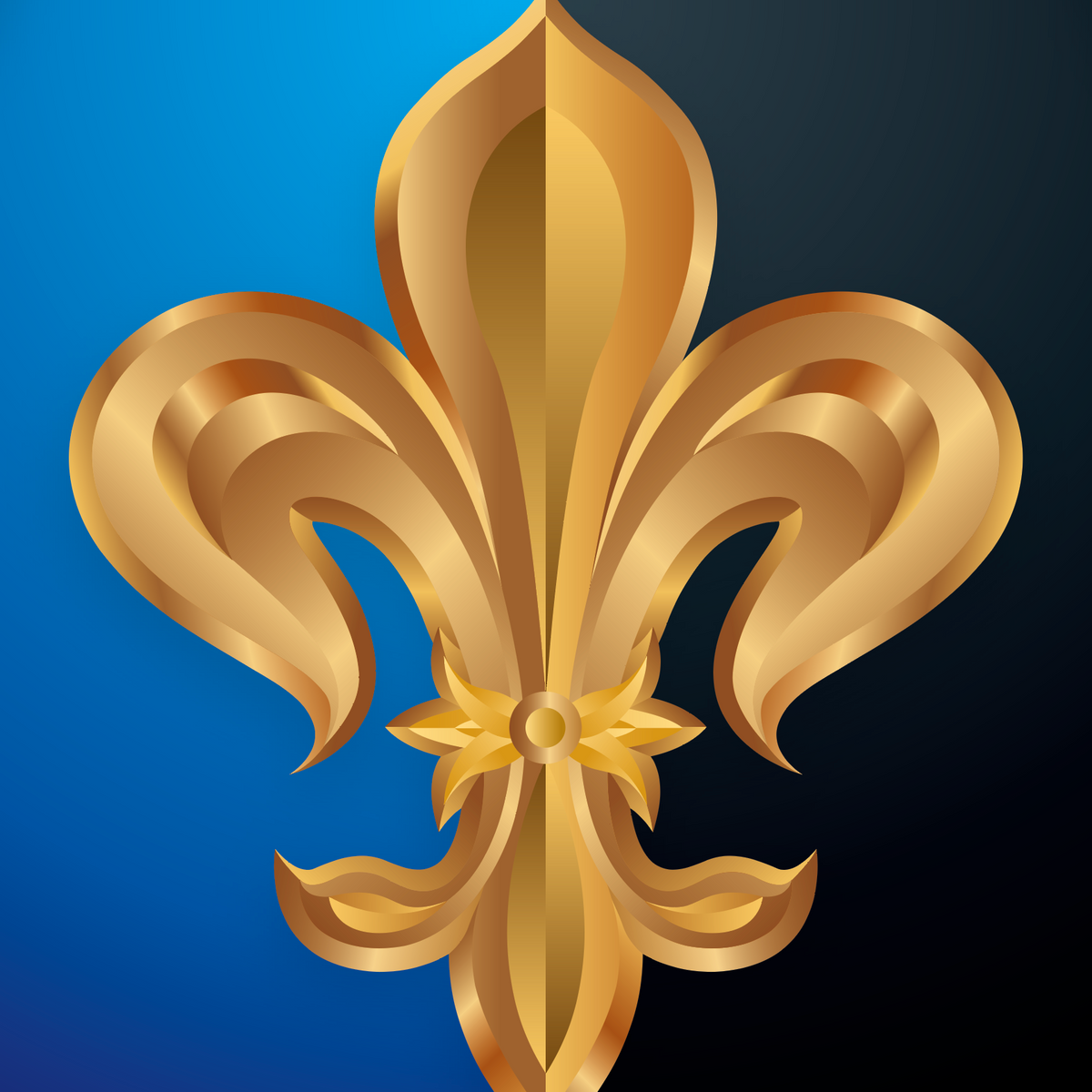 A close-up of the Jenkins Family Coat of Arms featuring a gold fleur-de-lis centered on a blue and black shield.