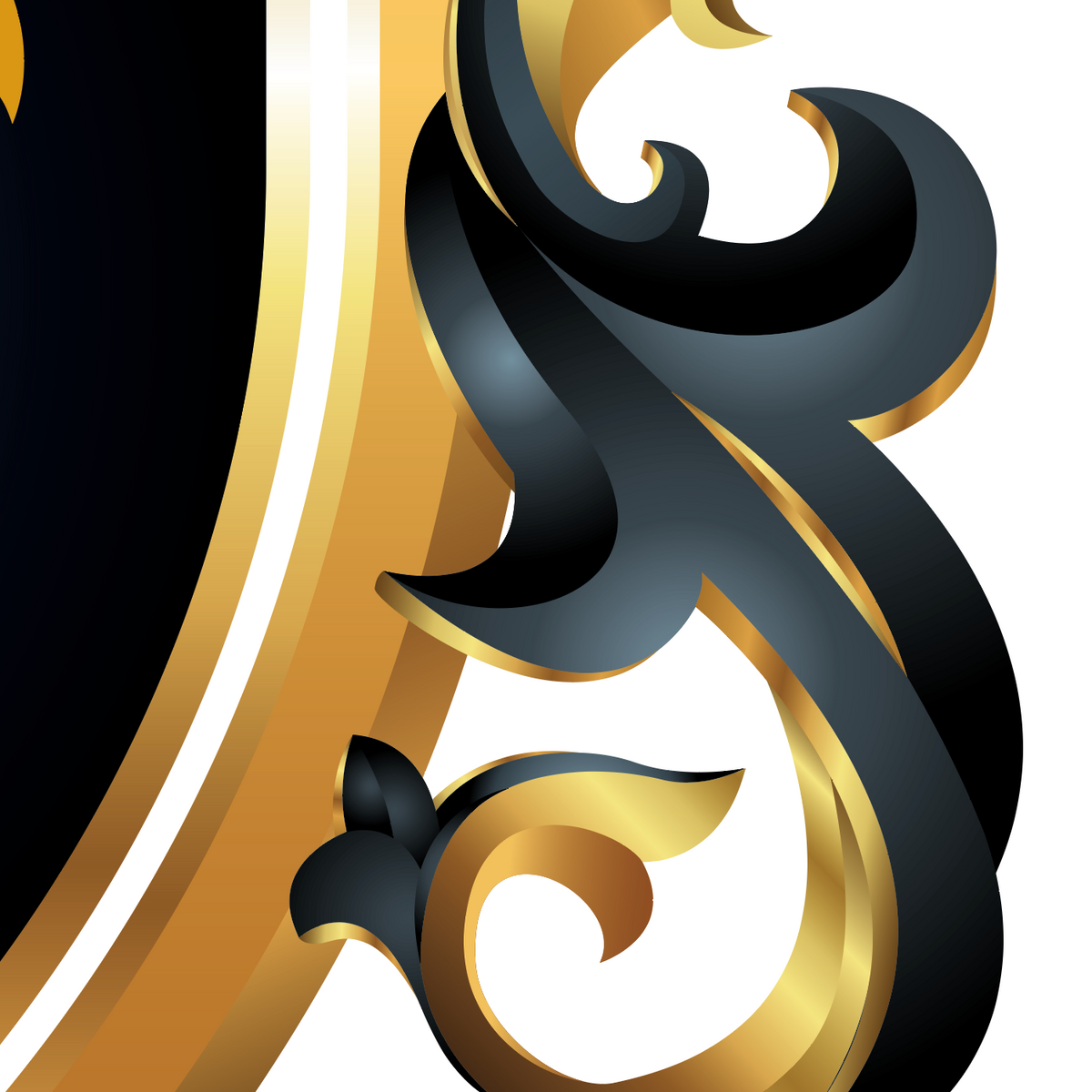 A closeup of the King Family Crest coat of arms featuring black and gold ornamental mantling.