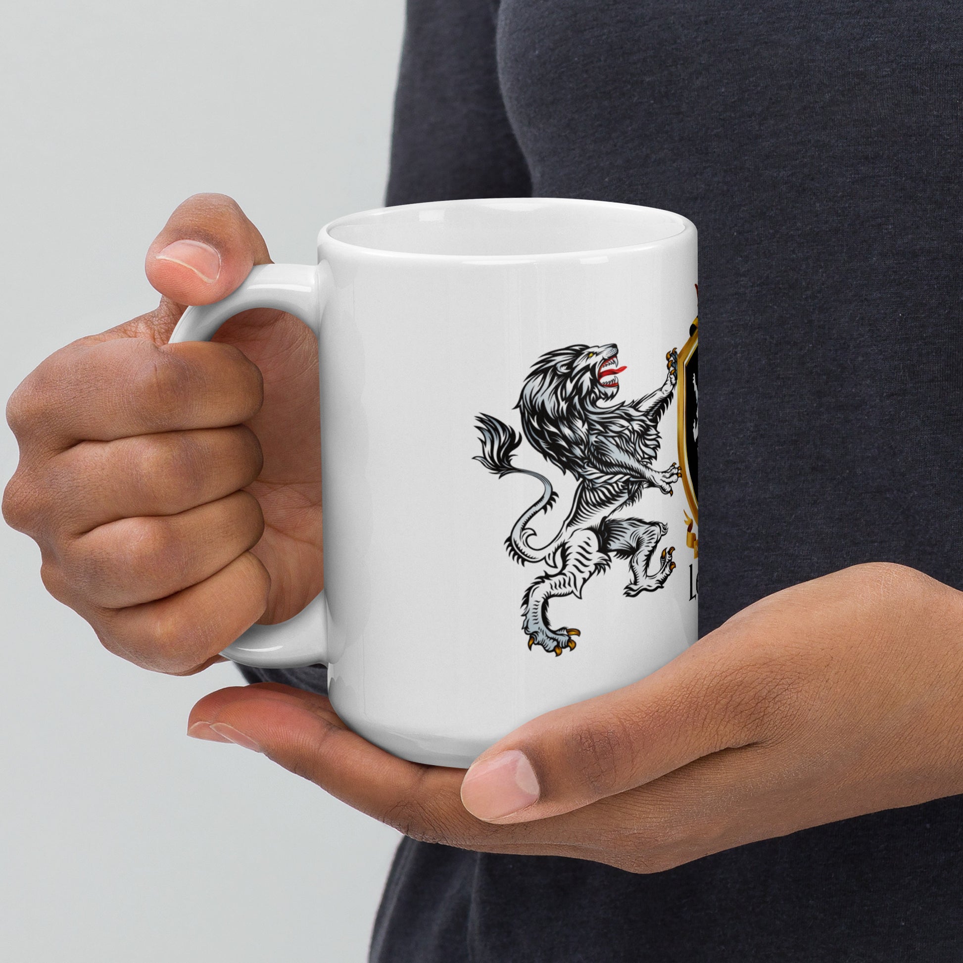 Lewis Family Crest mug with lions-Family Crests Store