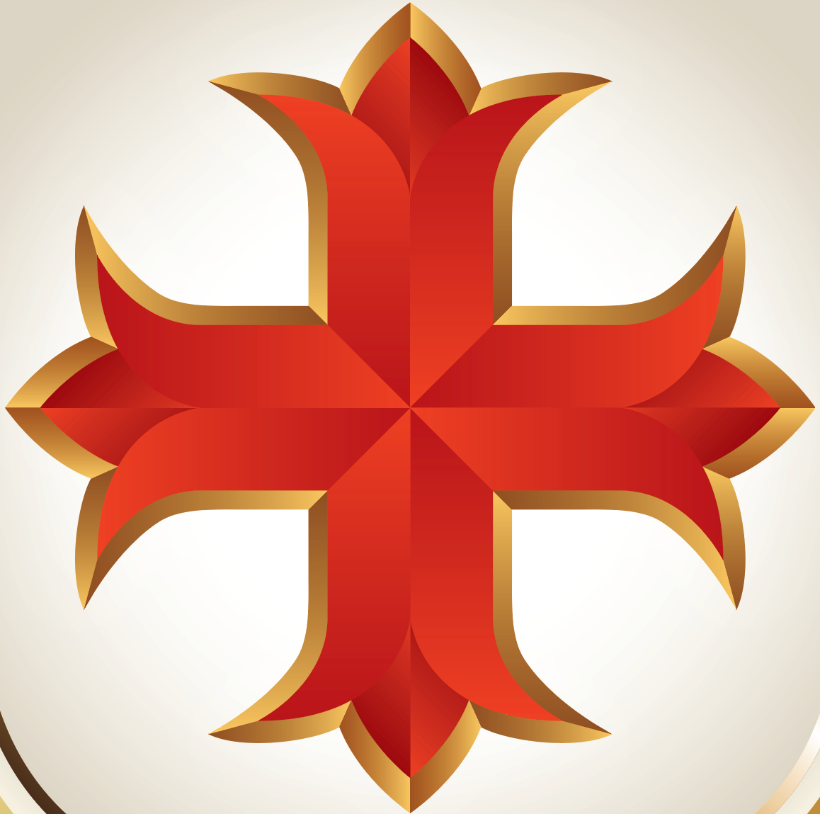 A detailed close up of the red cross on the Martin Family Crest beer glass - Aragon origin showing a stylised red cross on a light cream background.