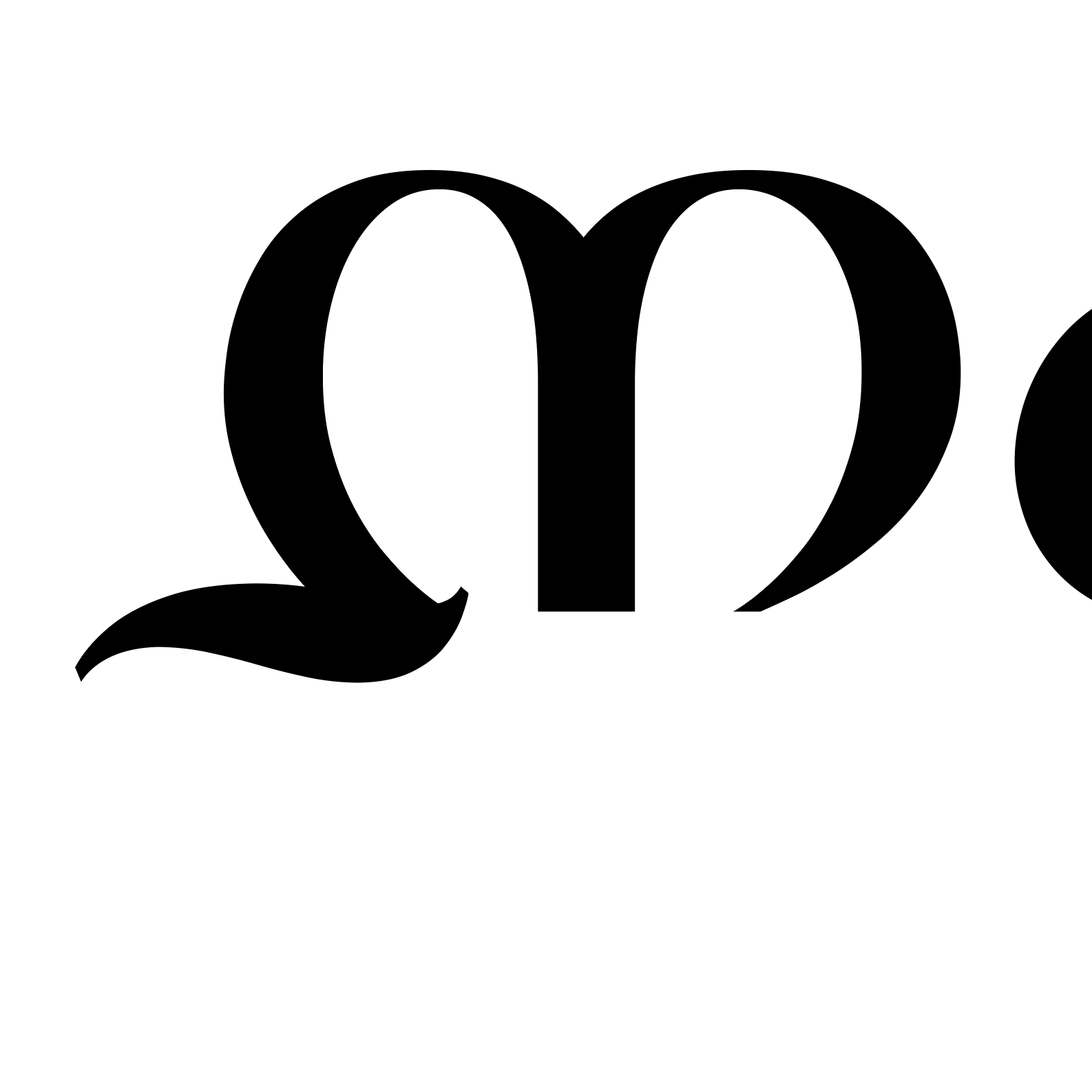 A detailed closeup of a section of the Martin Family Crest showing a black serif letterform "M" on a plain white background.