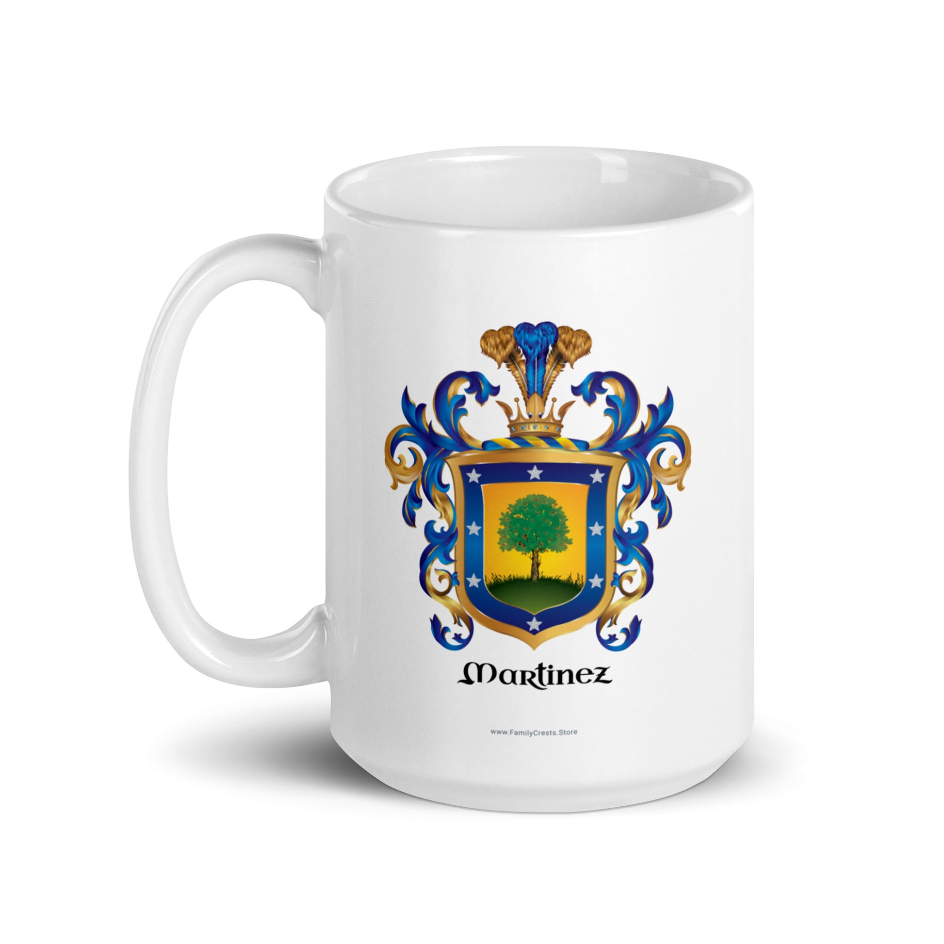 Martinez Family Crest mug handle left white background