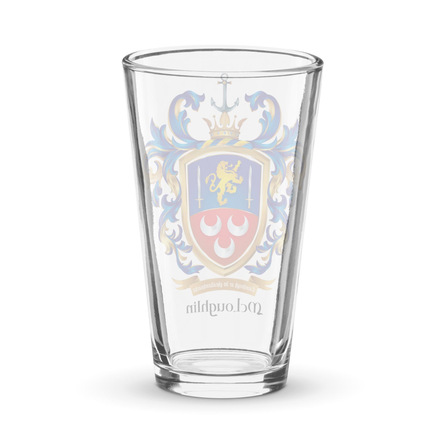 McLoughlin pint glass from rear