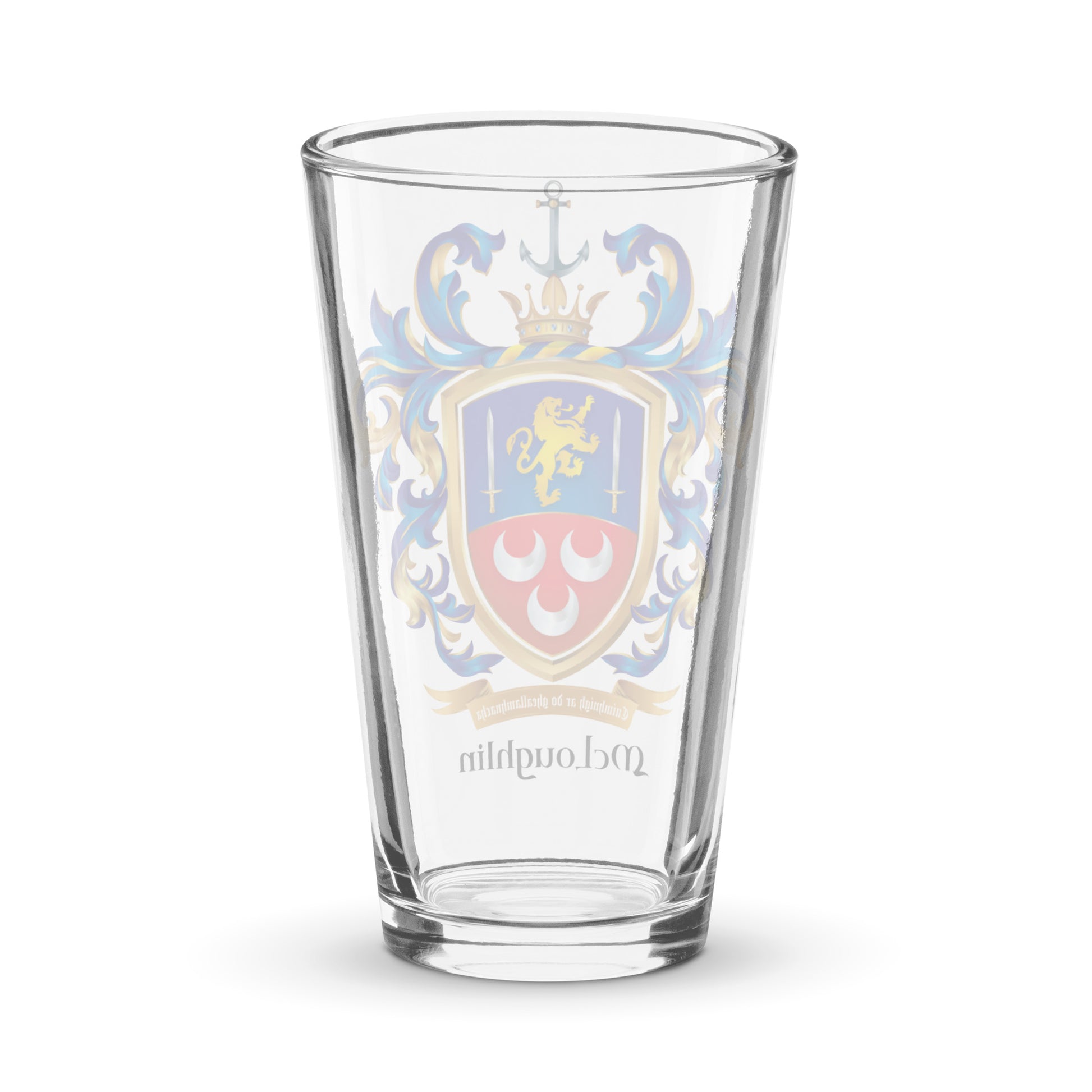 McLoughlin pint glass from rear