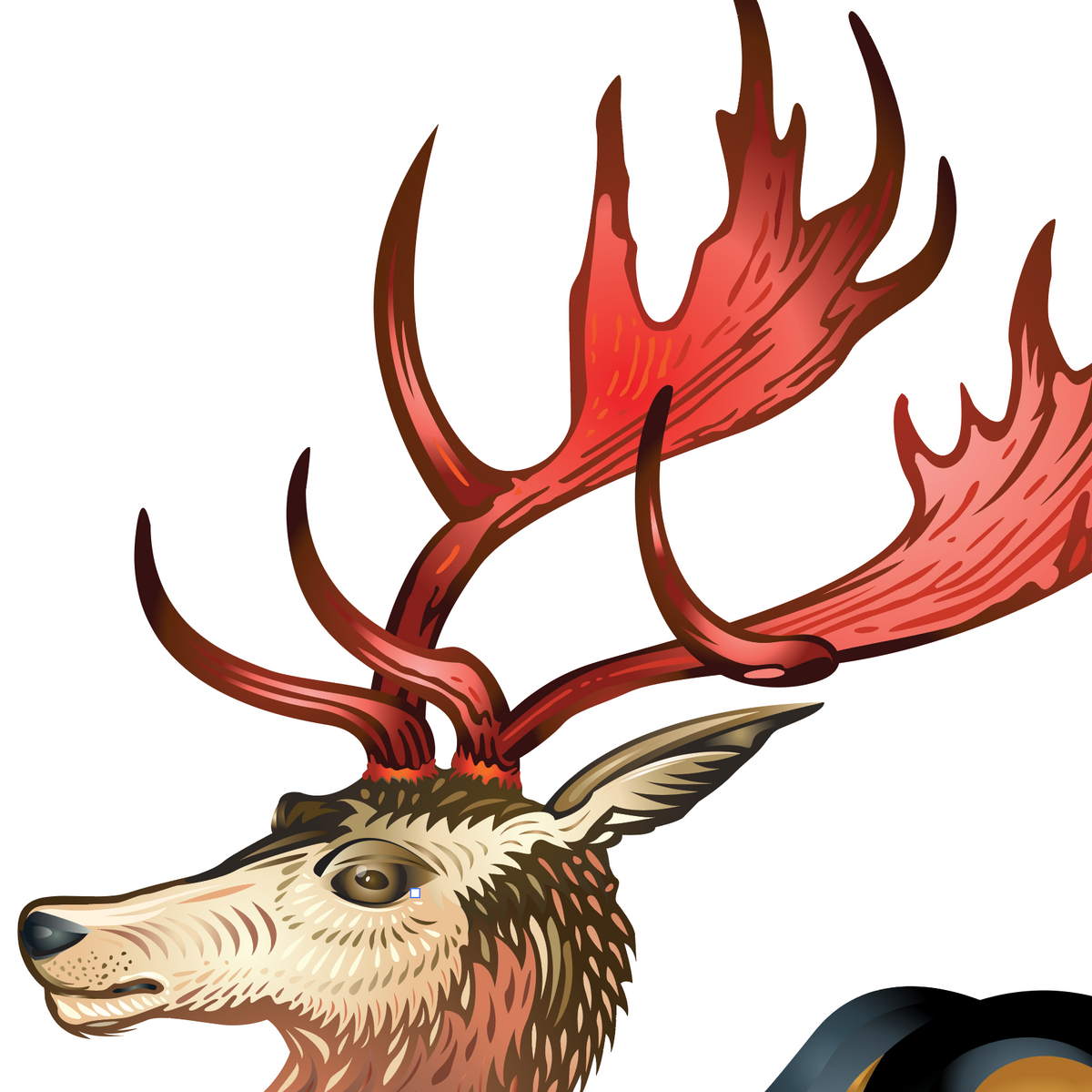 A close-up of the Morgan Family Coat of Arms featuring a stag's head with large antlers on a white background.