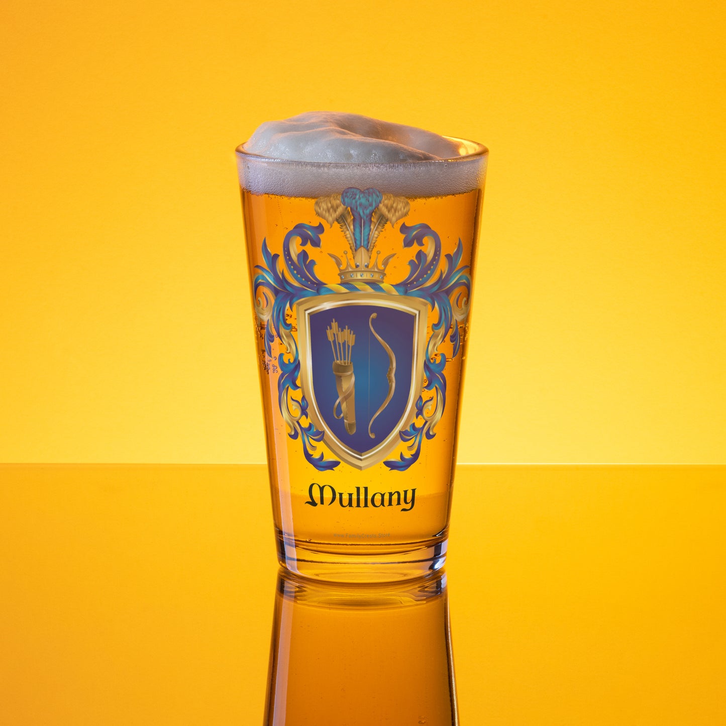 Mullany Family Crest beer glass