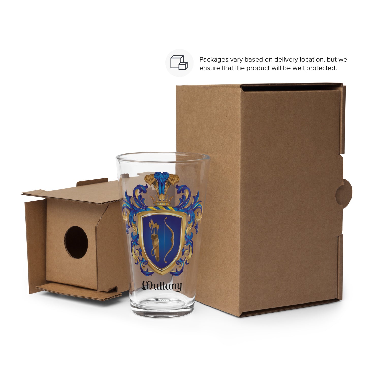 Mullany Family Crest beer glass