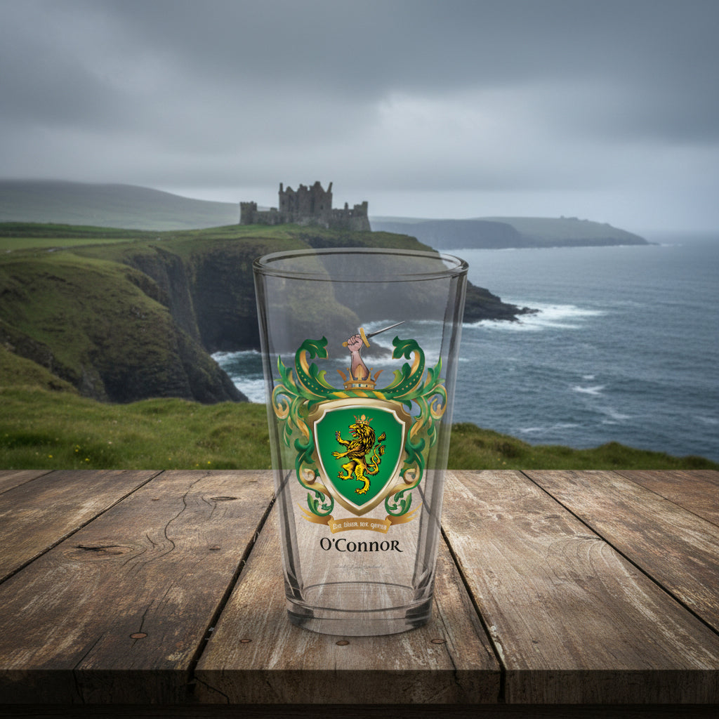 O'Connor Family Crest beer glass - with lion