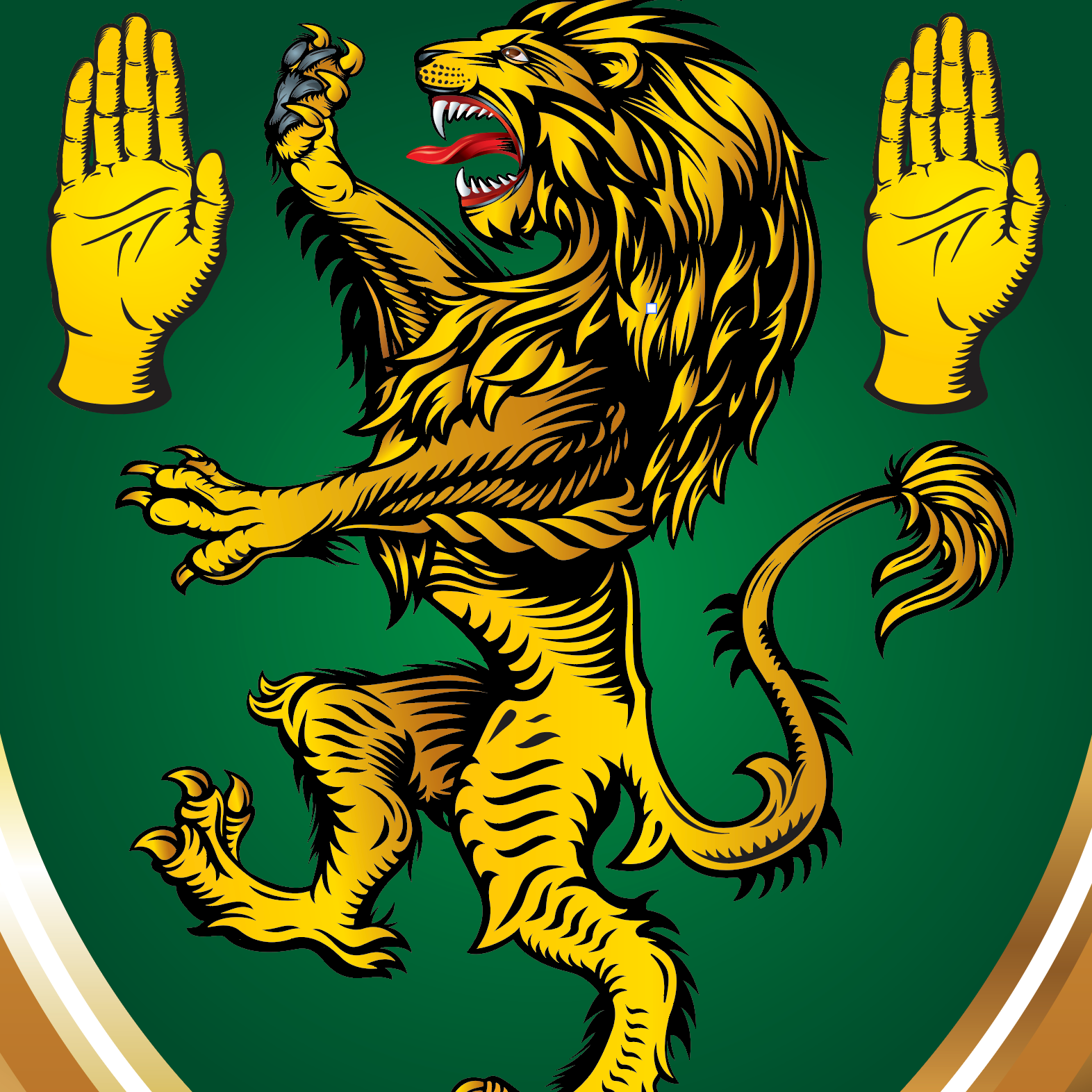 O'Keeffe Family Crest mug — green shield with golden lion, Irish heraldic design