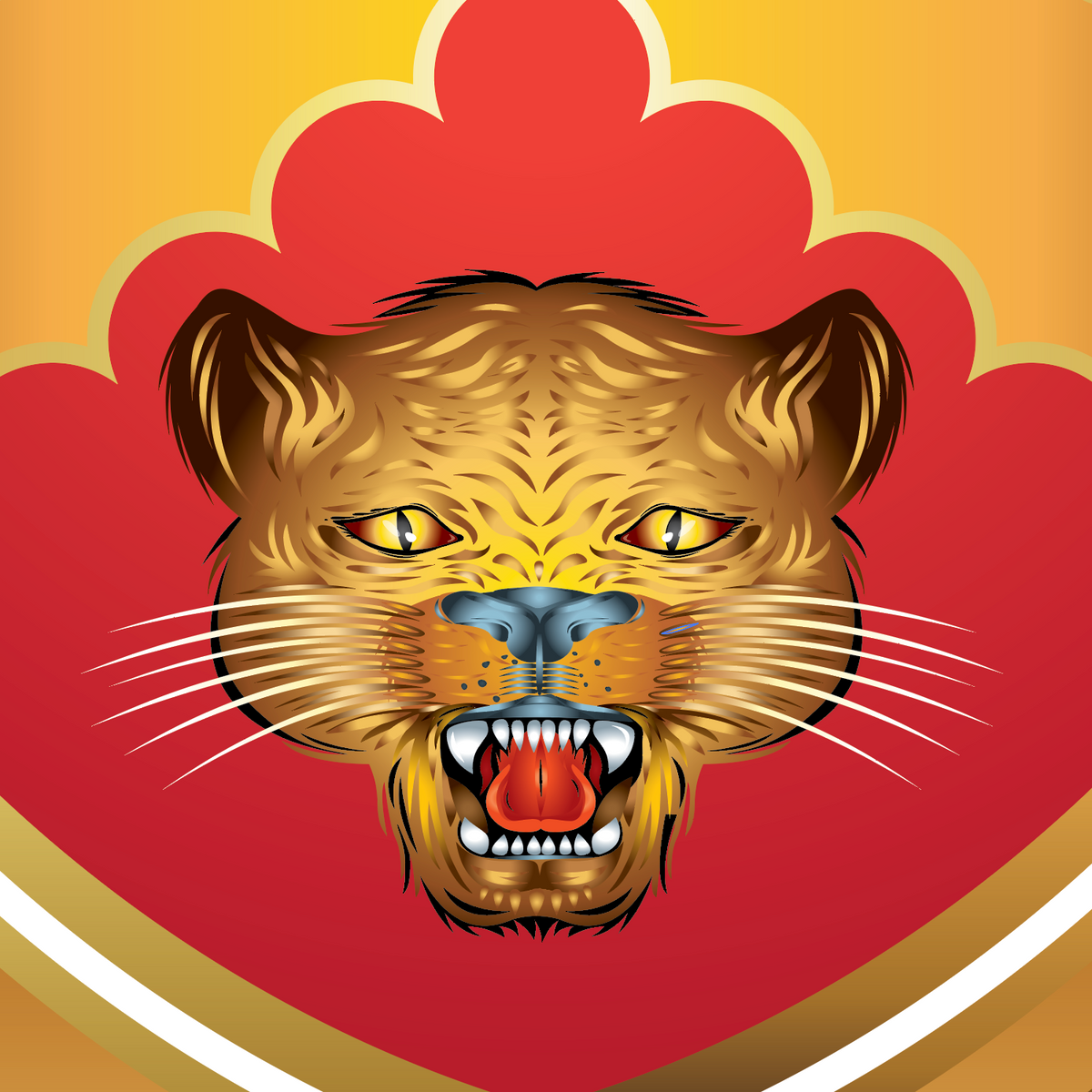 A closeup of the Parker family crest featuring a leopards head.