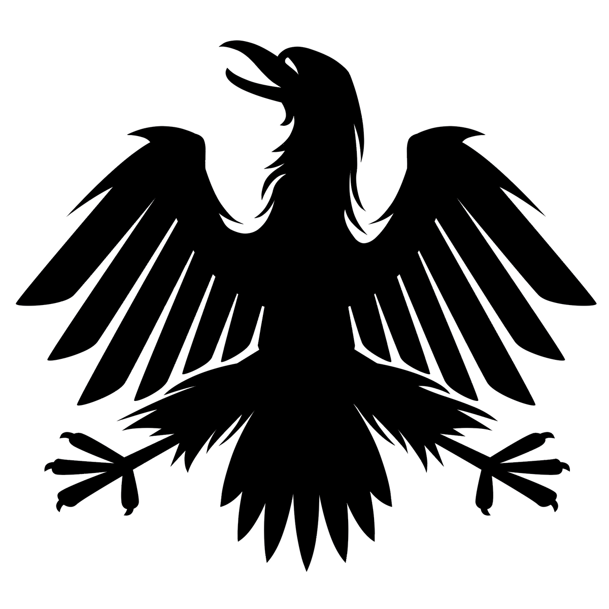 A close-up of the Peterson Family Coat of Arms showing a black eagle with wings spread, shown on a plain white background.