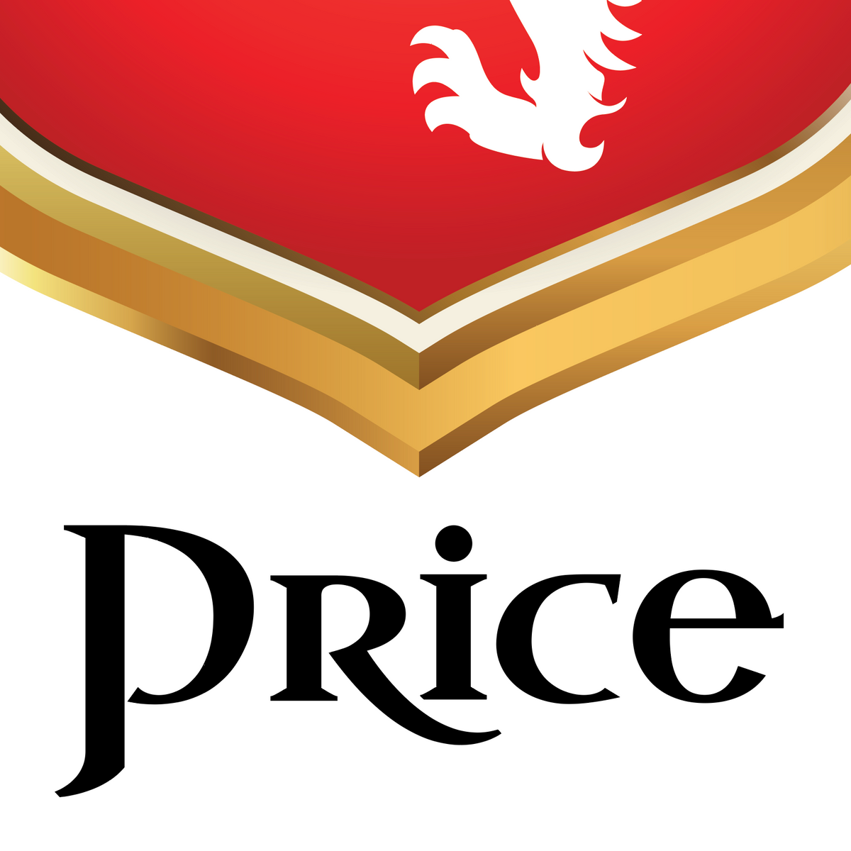 A close-up of the Price Family Coat of Arms featuring a white lion on a red shield.