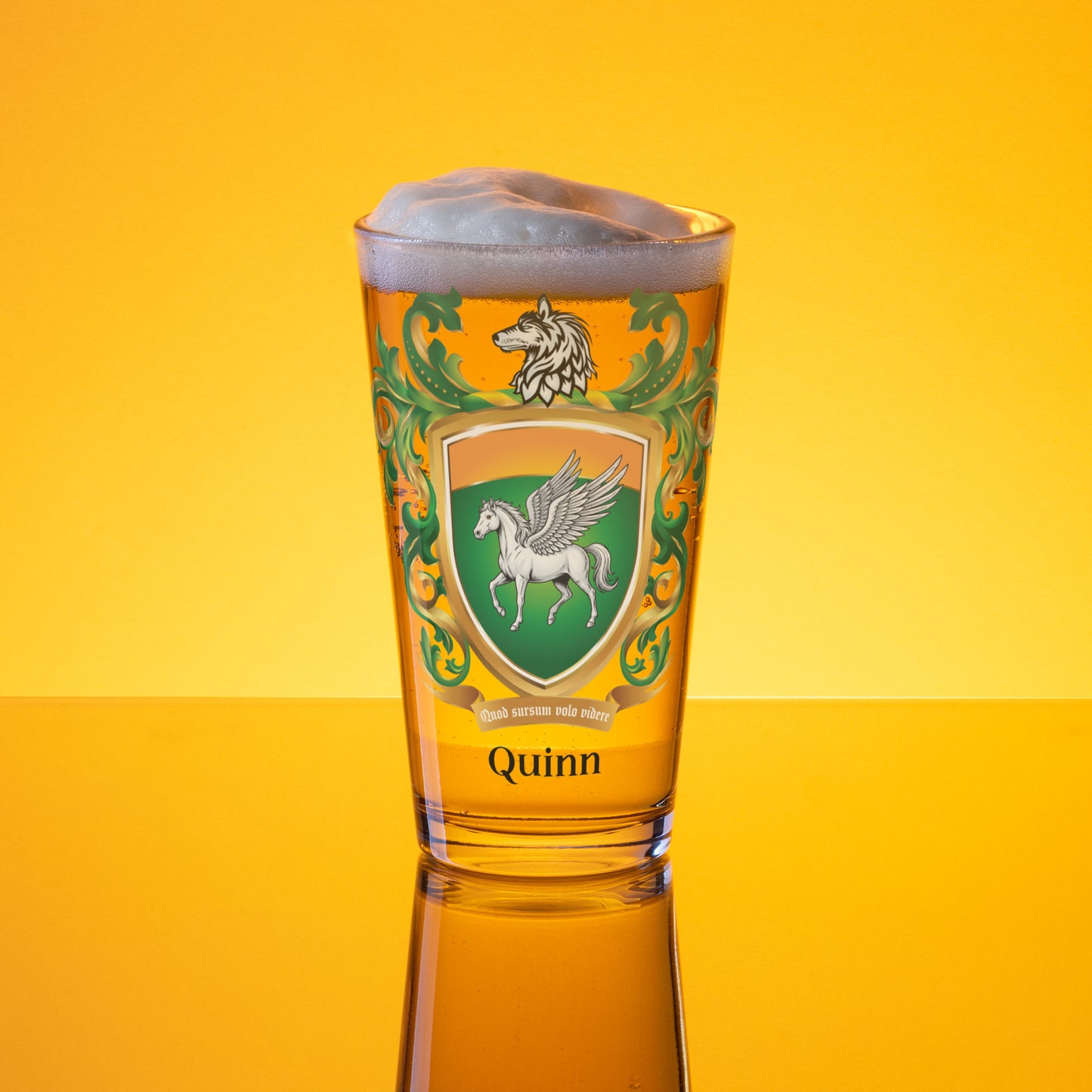 Quinn Family Crest beer glass - Limerick origin