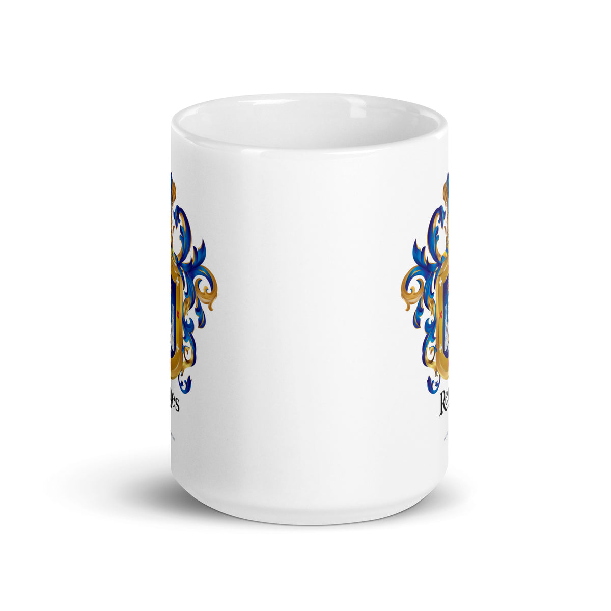 Reyes Family Crest mug with crest on two sides