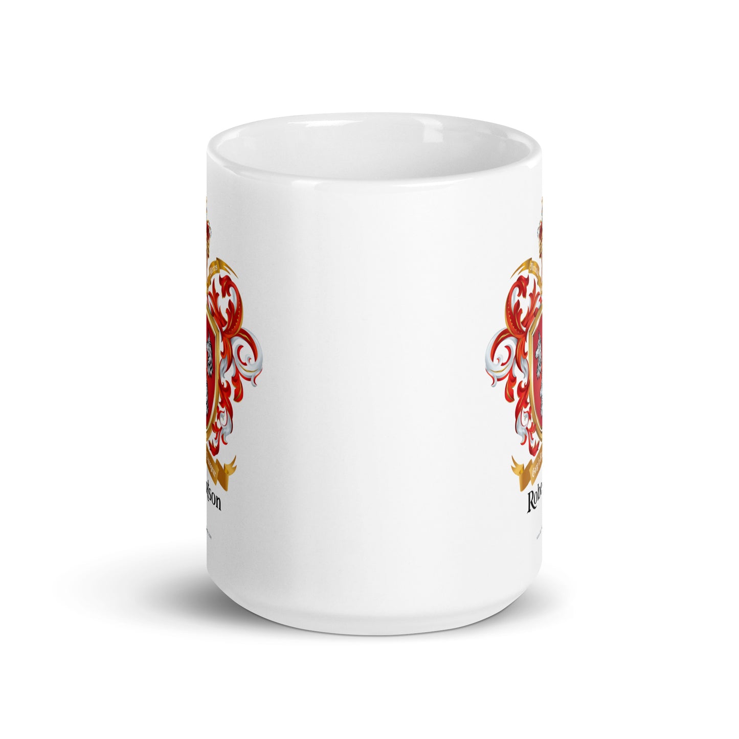 Robertson Family Crest mug on white backround