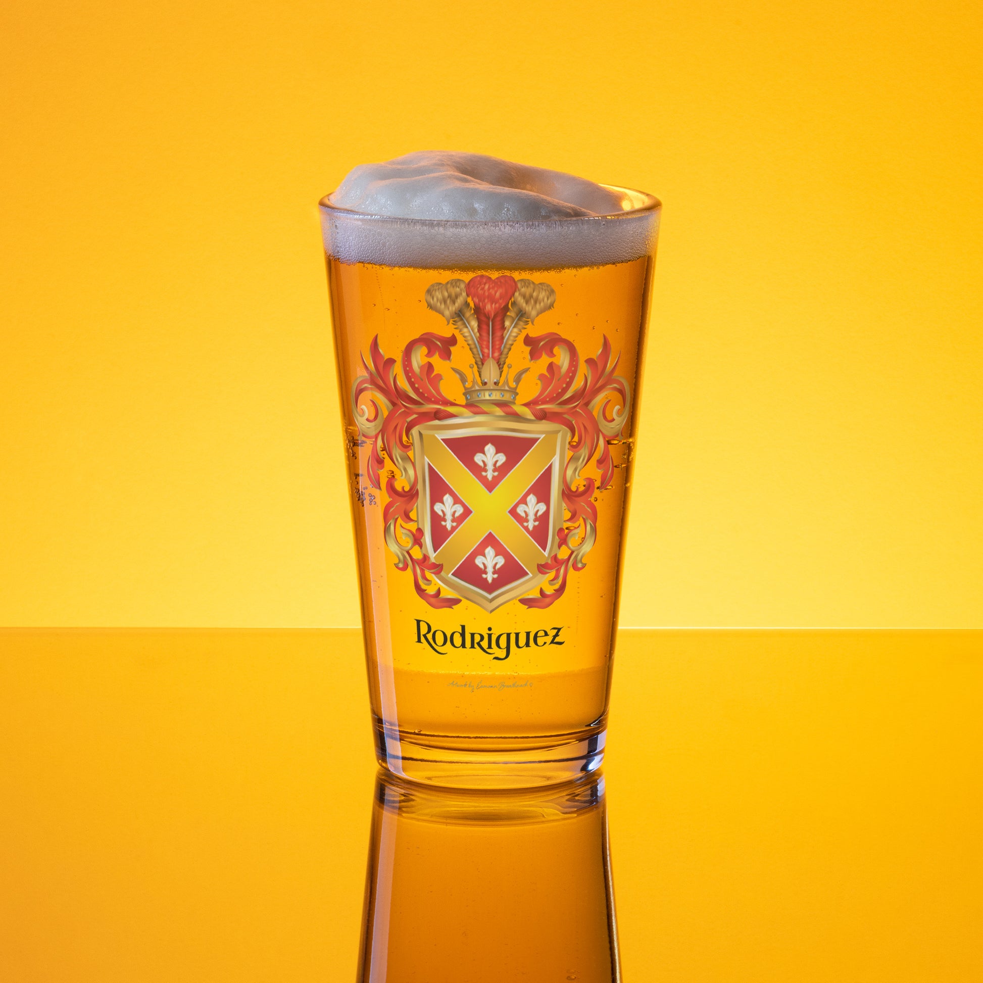 Rodriguez Family Crest beer glass-Family Crests Store