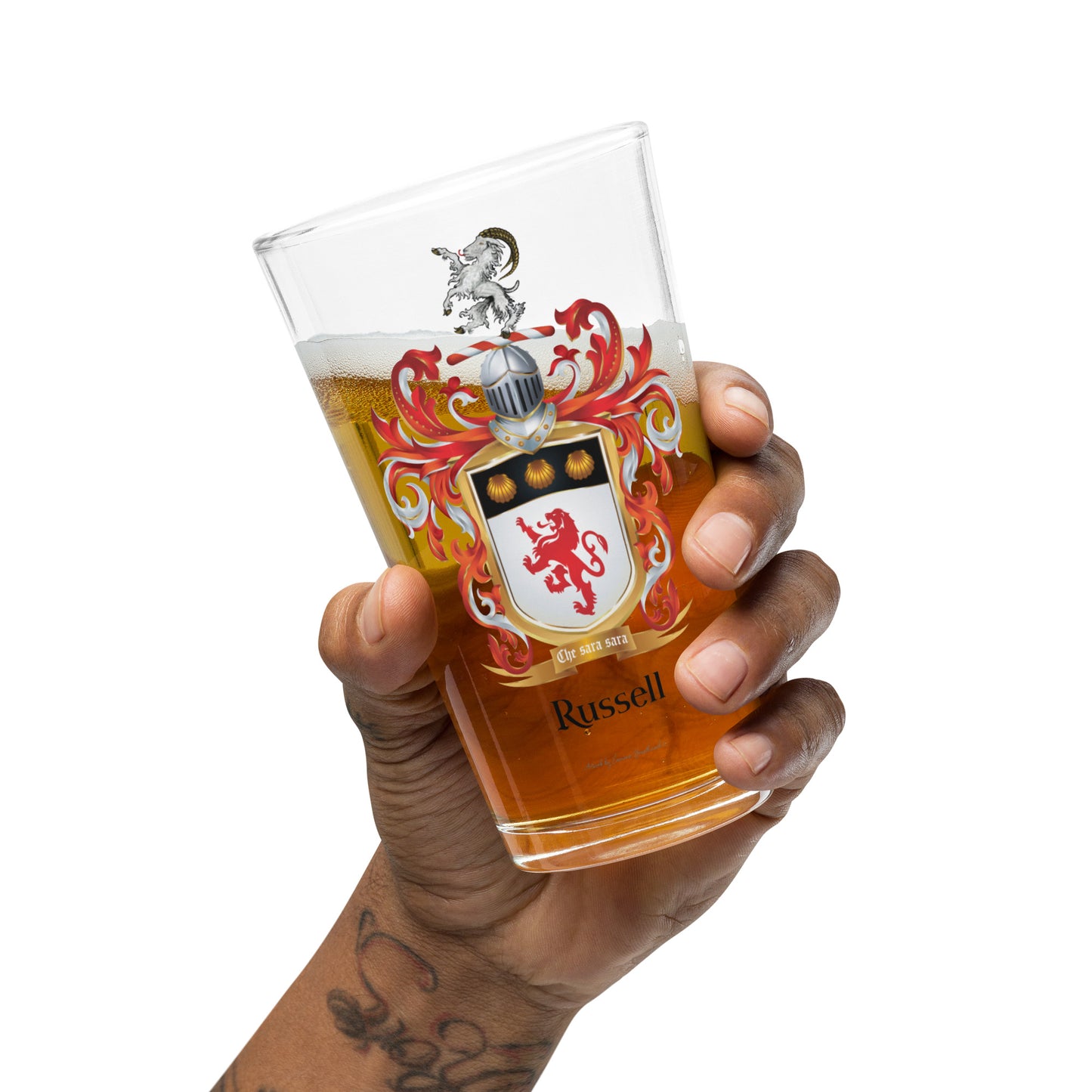 Russell Family Crest beer glass – linked to the Duke of Bedford
