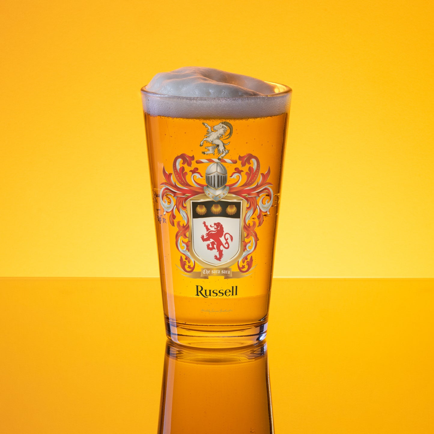 Russell Family Crest beer glass – linked to the Duke of Bedford