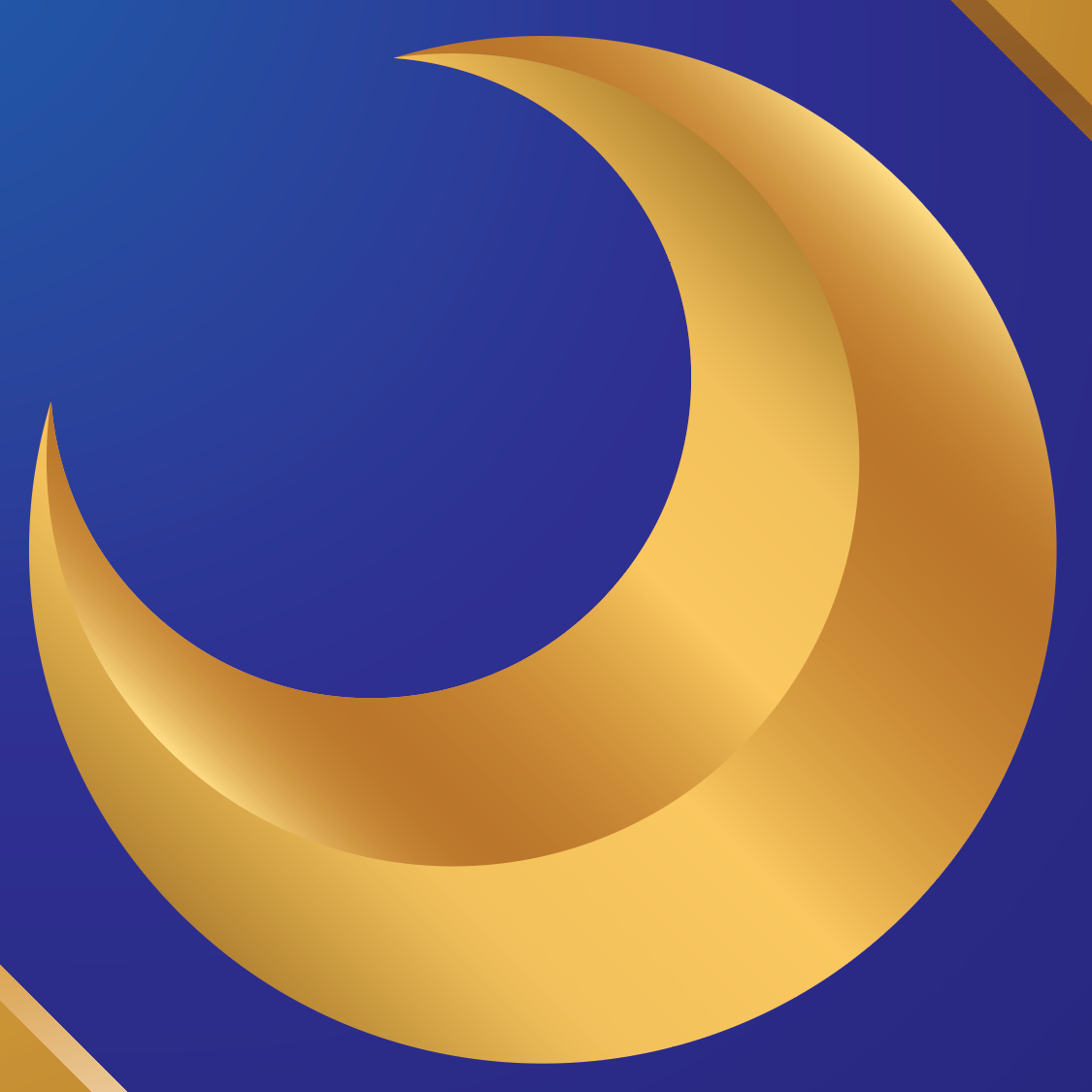 A closeup of the Scott family crest showing a gold crescent moon icon on the blue banner of the shield