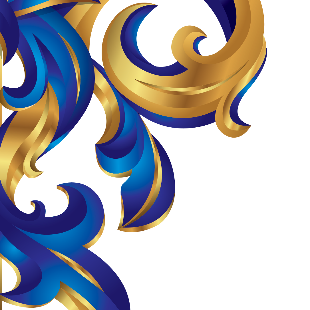 A closeup of the Scott family crest showing the blue and gold mantling of the coat of arms against a plain white background.