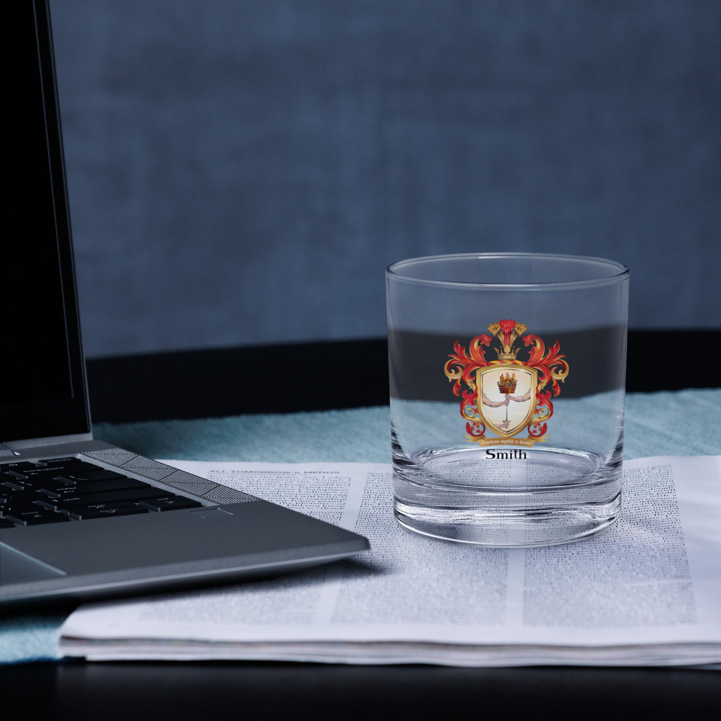 Smith Family Crest Rocks Glass - Irish origin