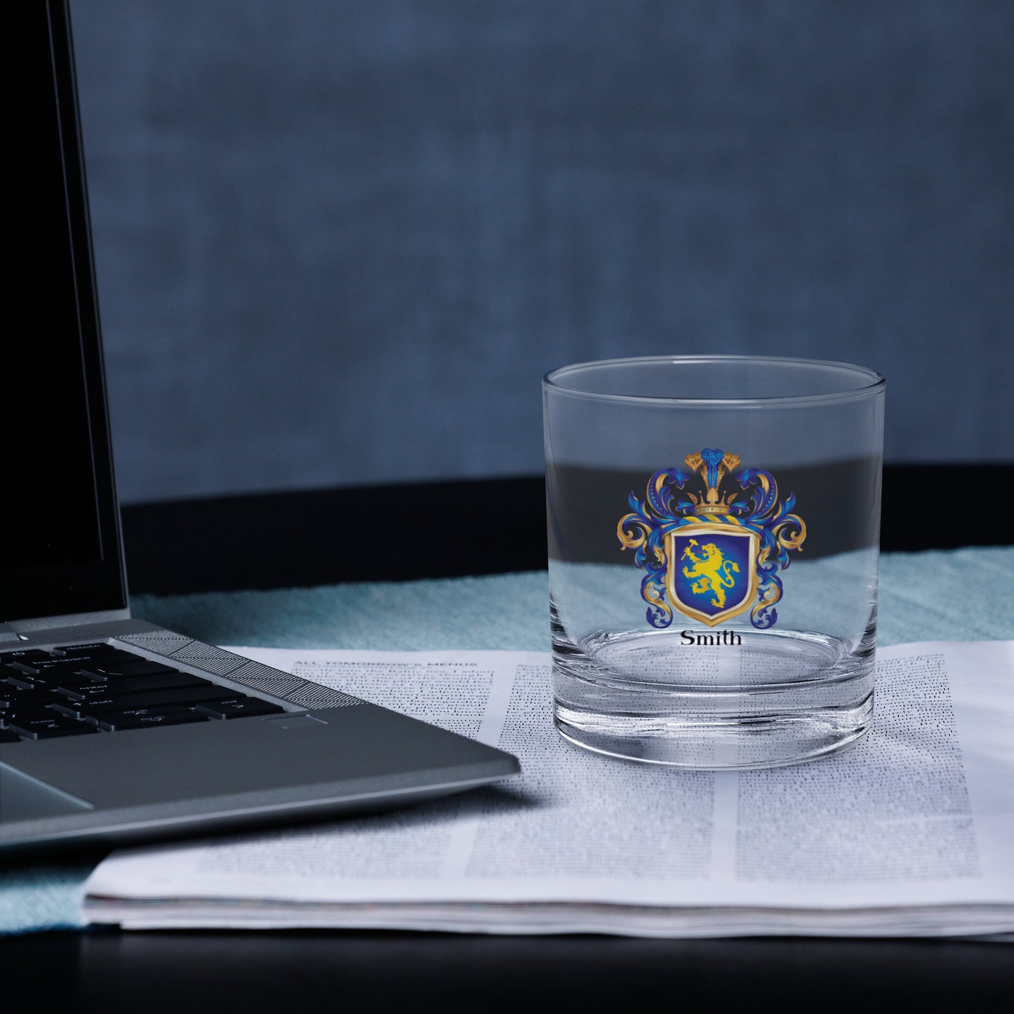 Smith Family Crest Rocks Glass - Germanic origin