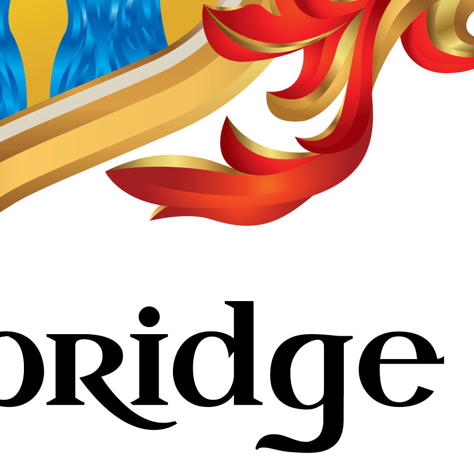 A close-up of Strawbridge Family Crest featuring a decorative mantling and black serif lettering on a white background.