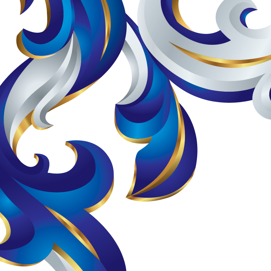 Closeup of Velasquez-coat-of-arms with  llue and white mantling with gold curved trim on a plain white background.