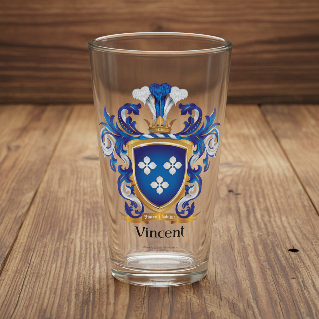 Vincent Family Crest beer glass-Family Crests Store