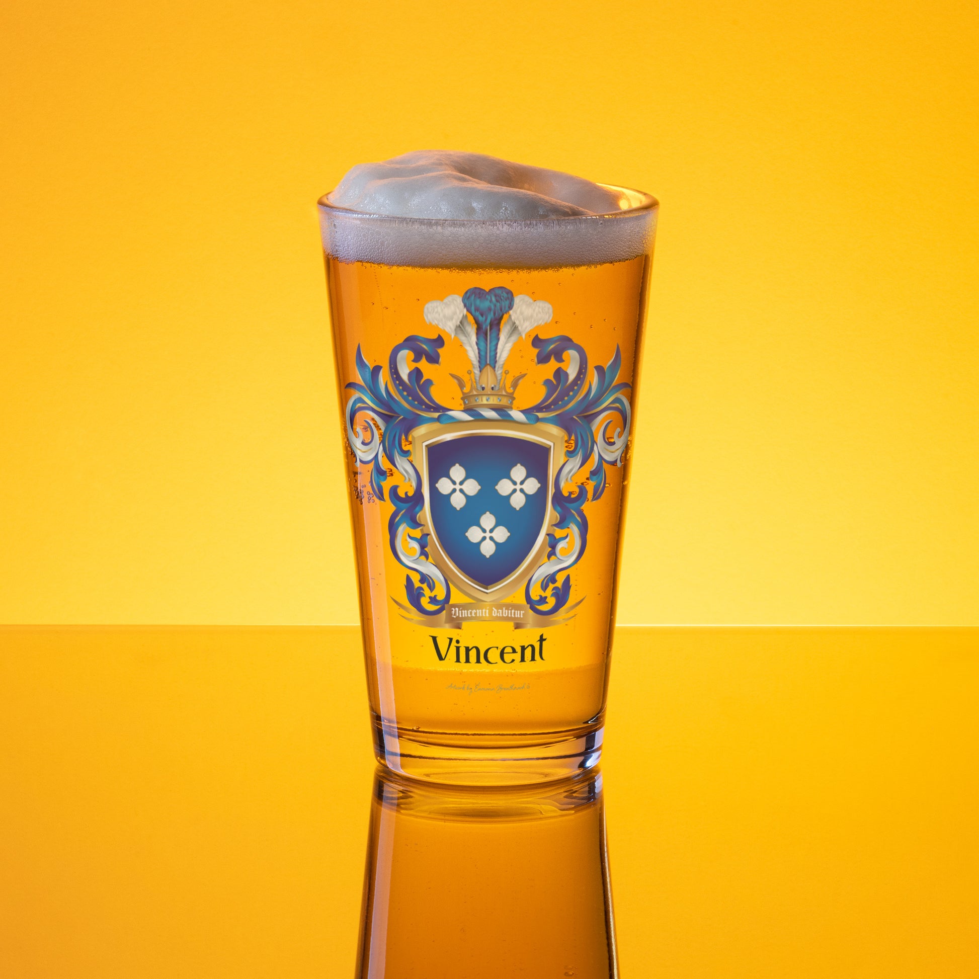 Vincent Family Crest beer glass-Family Crests Store