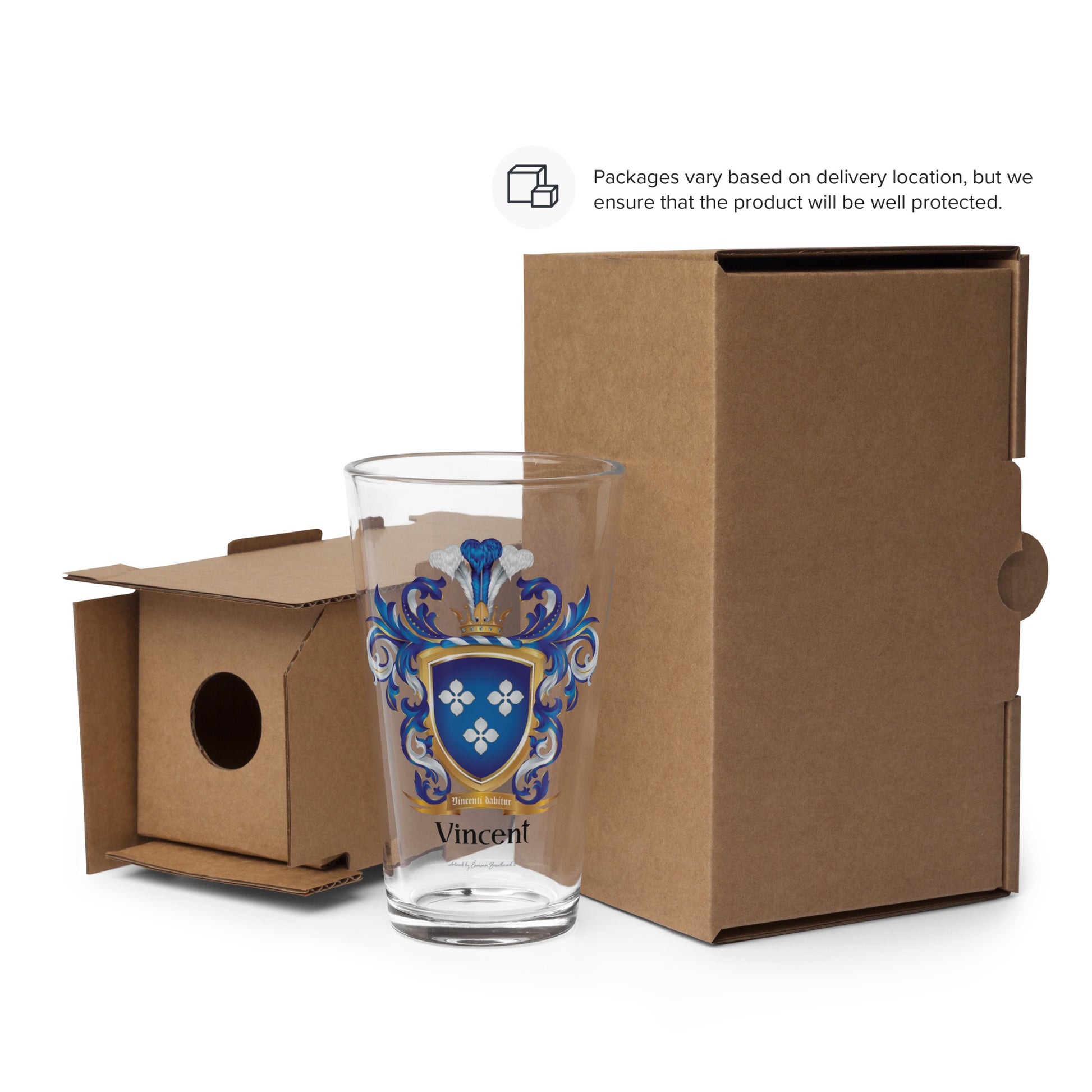 Vincent Family Crest beer glass-Family Crests Store