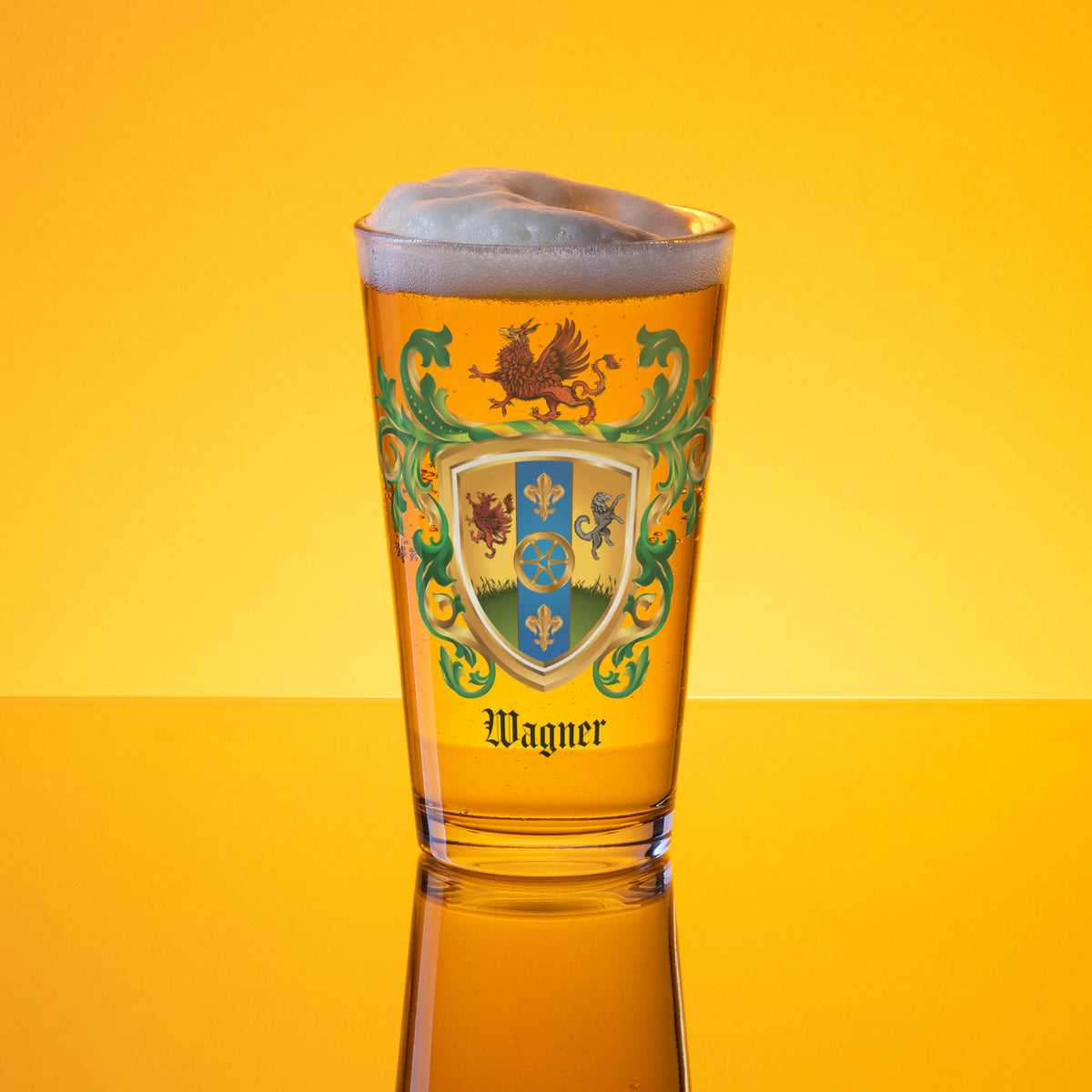 Wagner Family Crest beer glass