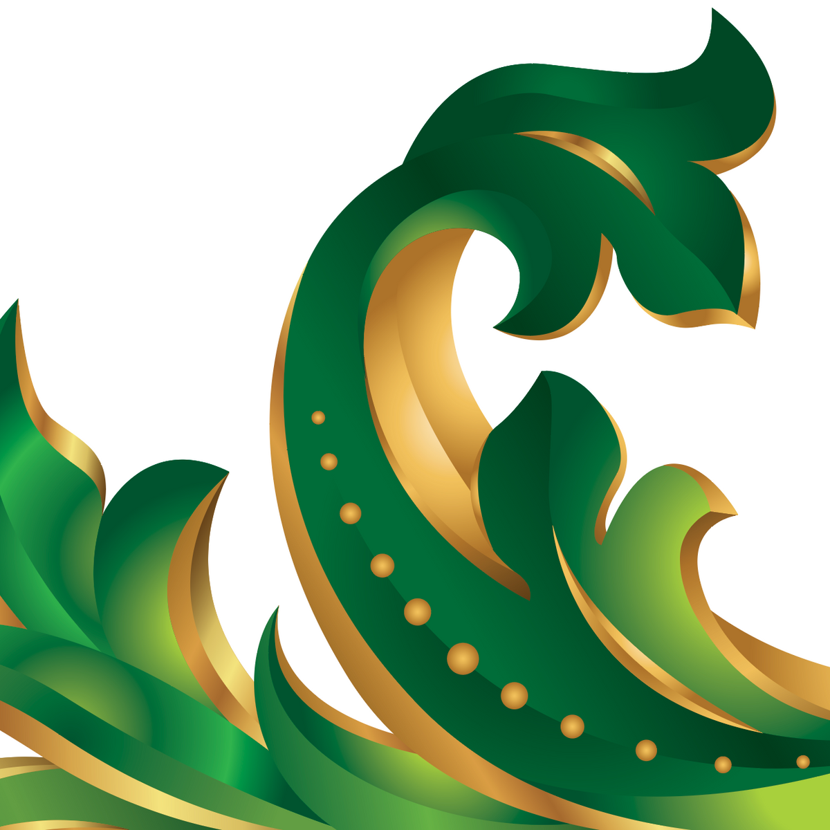 A close up of the green and gold mantling on the Wagner coat of arms.