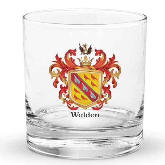 Walden Family Crest Rocks Glass-Family Crests Store