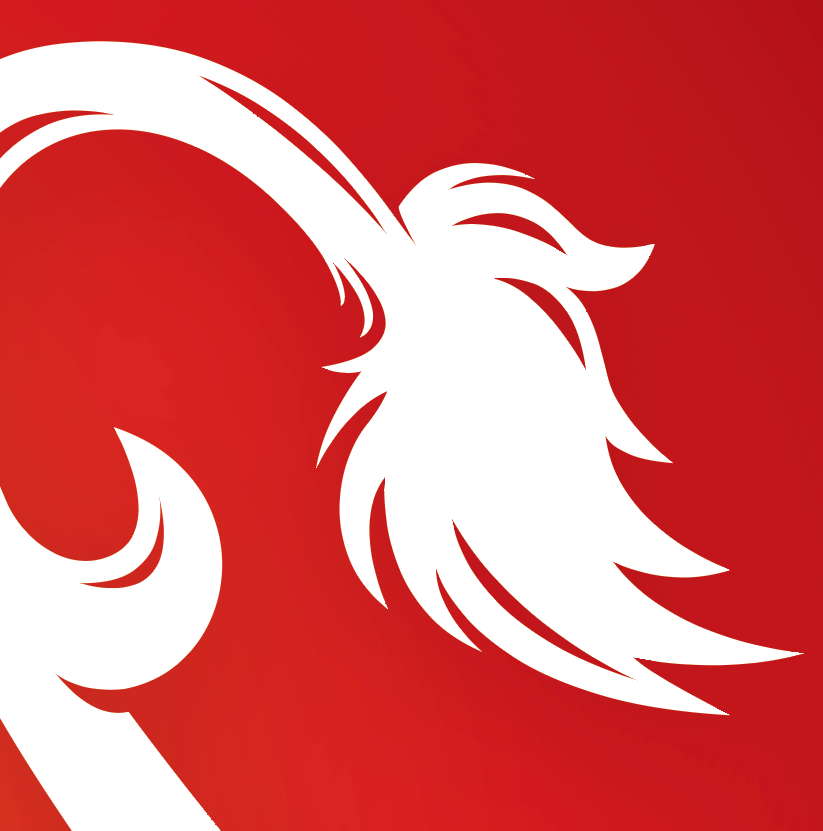 A closeup of the Wallace Family Crest featuring the end of a lion's tail on a solid red background.