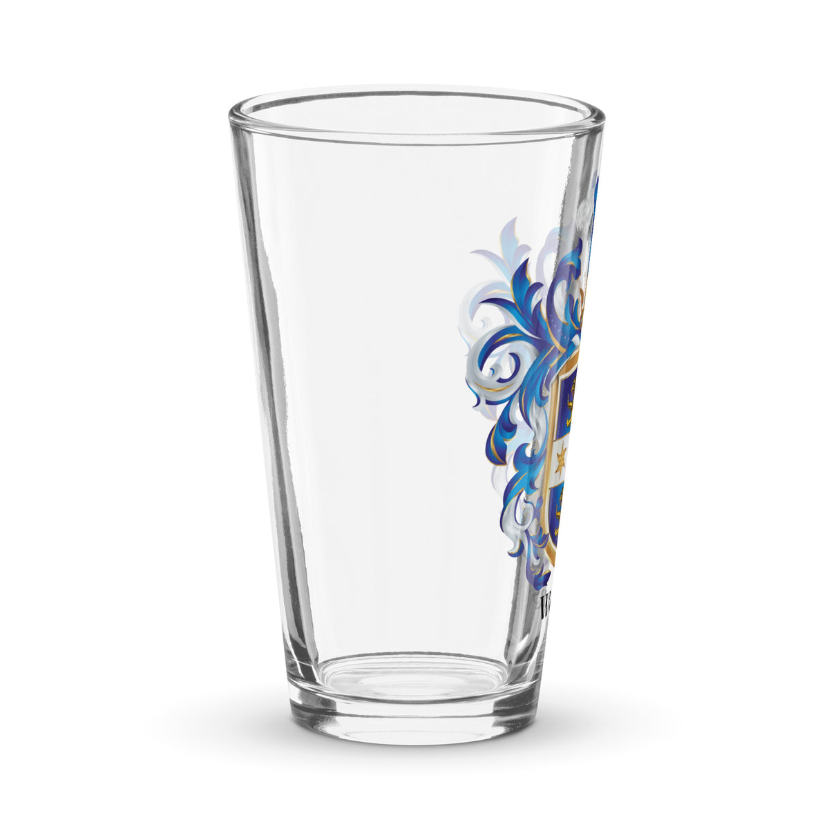 Walters pint glass from side angle
