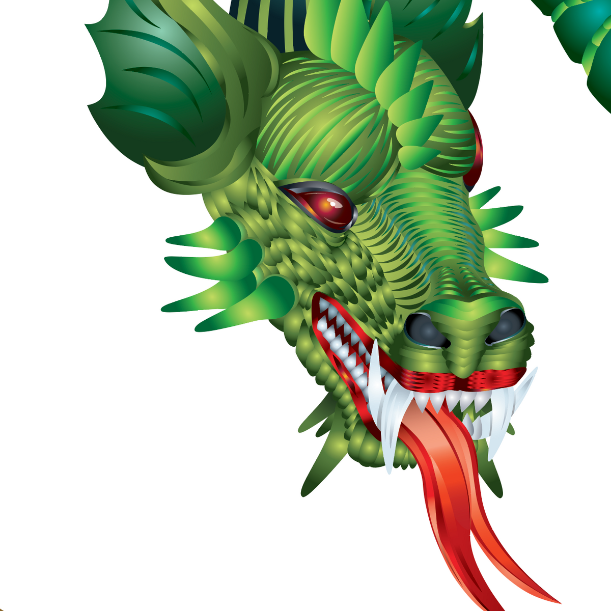 A closeup of Ward Family Crest dragon