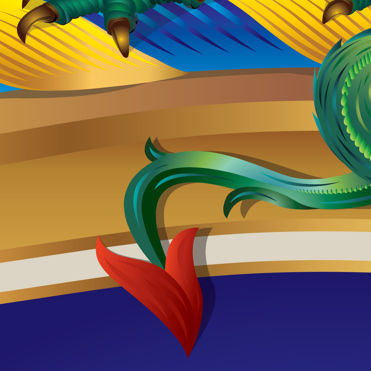 Ward Family Crest close up with dragon tail