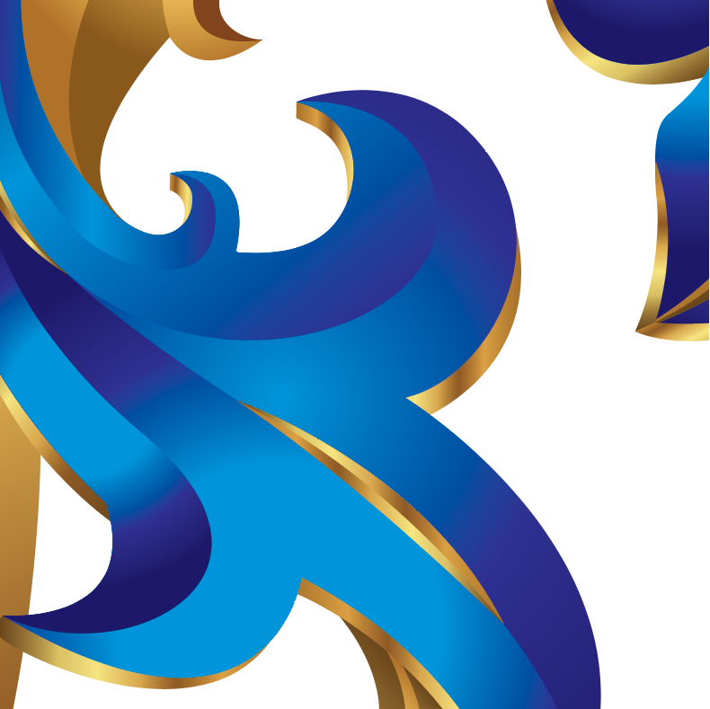 A closeup of the Warren Family Crest crest with flowing blue and gold mantling on a white background.