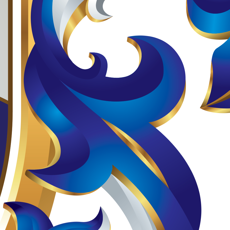 A closeup of the Watson Family Crest featuring blue mantling on a white background.