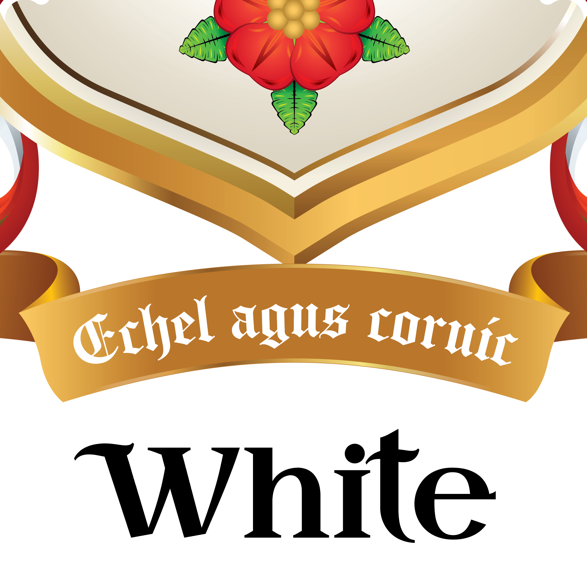 White Family Crest close up type of White name and motto - Family Crests Store
