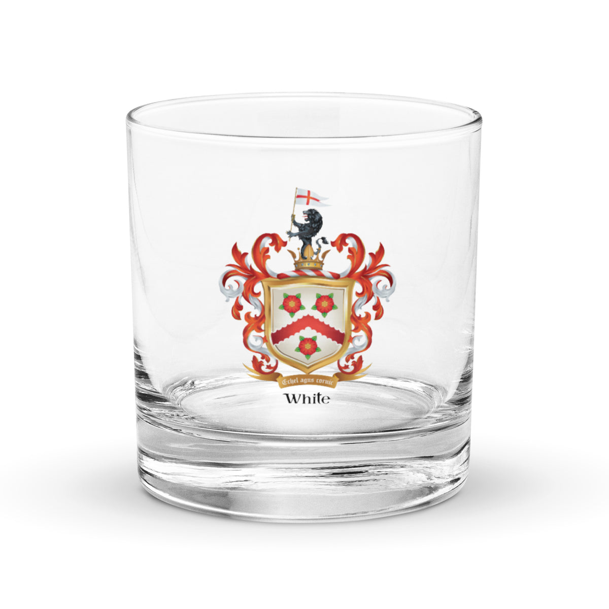 White Family Crest Rocks Glass-Family Crests Store