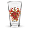 Williams Family Crest beer glass