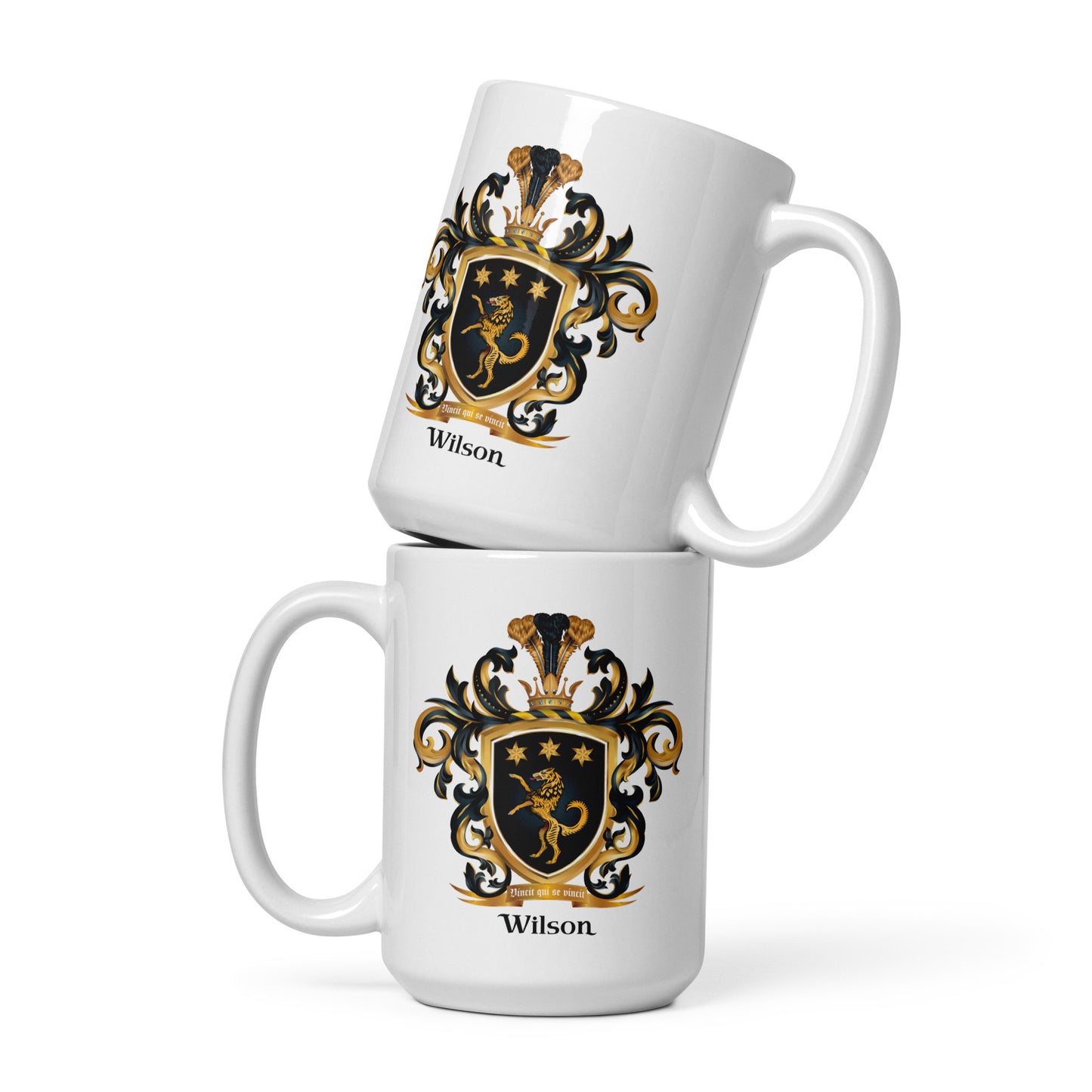Wilson Family Crest mug - golden wolf-Family Crests Store