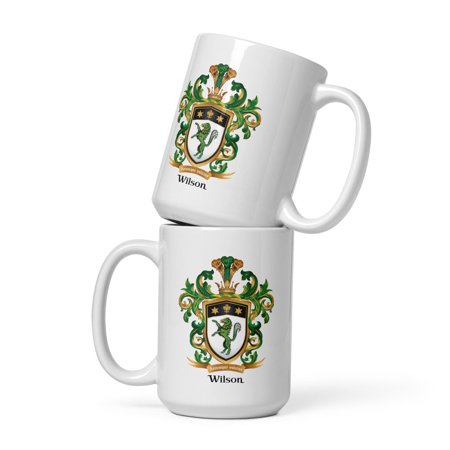 Wilson Family Crest mug - green wolf-Family Crests Store