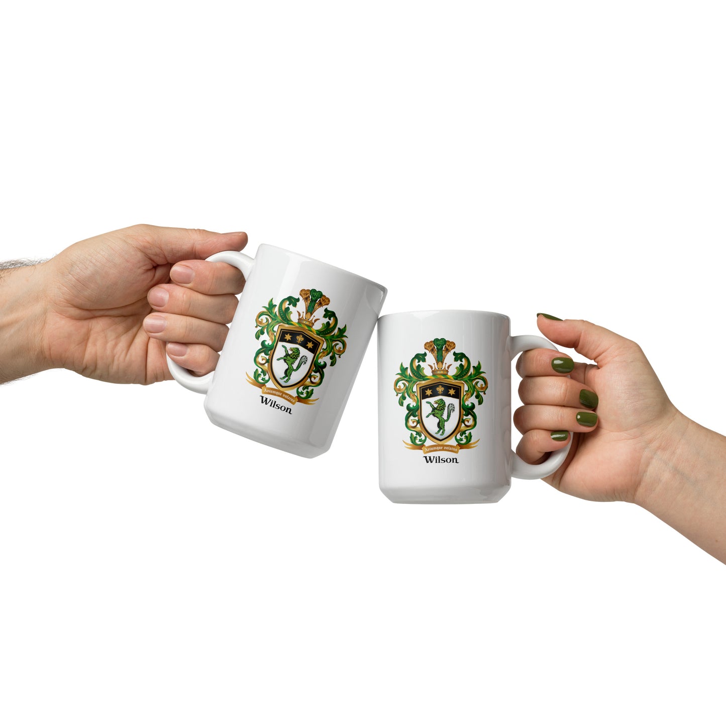 Wilson Family Crest mug - green wolf-Family Crests Store