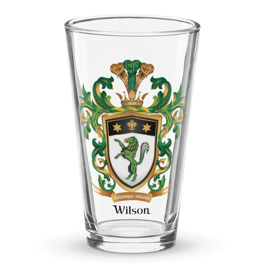 Wilson Family Crest beer glass - green wolf-Family Crests Store