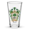 Wood Family Crest beer glass